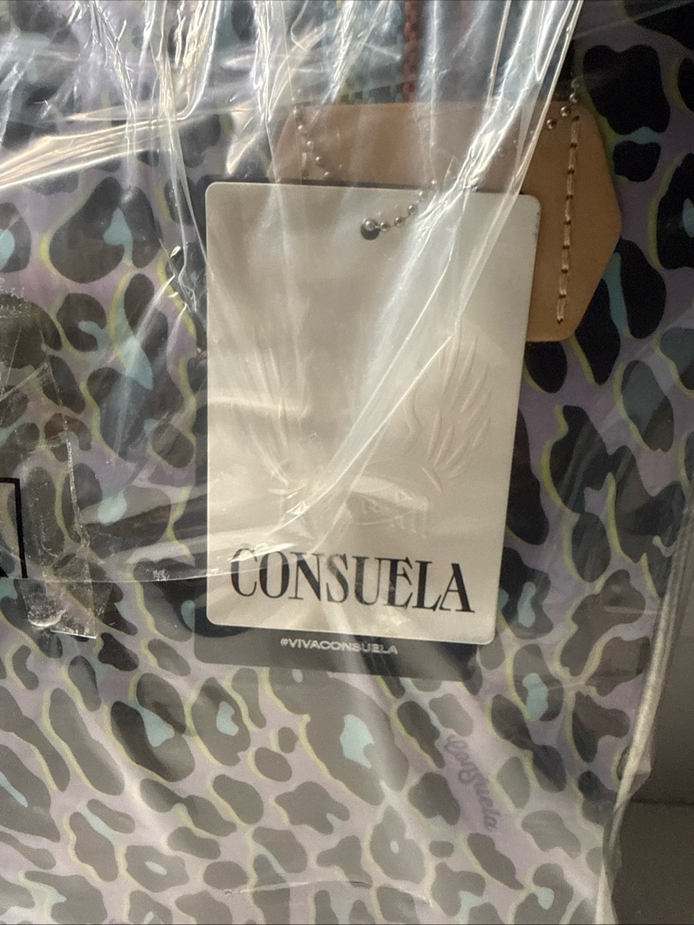 Consuela Classic Tote Dee Dee Lavender Leopard Print Tote with Multicolor Strap - Picture 3 of 5